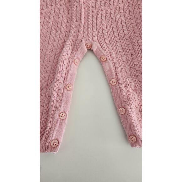 New Janie and Jack Pink Cableknit Sweater Romper One Piece Baby Girl 6-12 Months - Picture 5 of 5